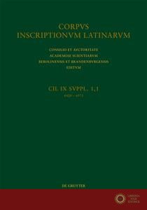 Cil IX: Inscriptiones Calabriae, Apuliae, Samnii,