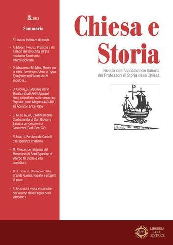 Chiesa e storia. Rivista dell'Associazione Italiana dei Professori di Storia della Chiesa vol. 5 - Associazione italiana dei Professori di Storia del